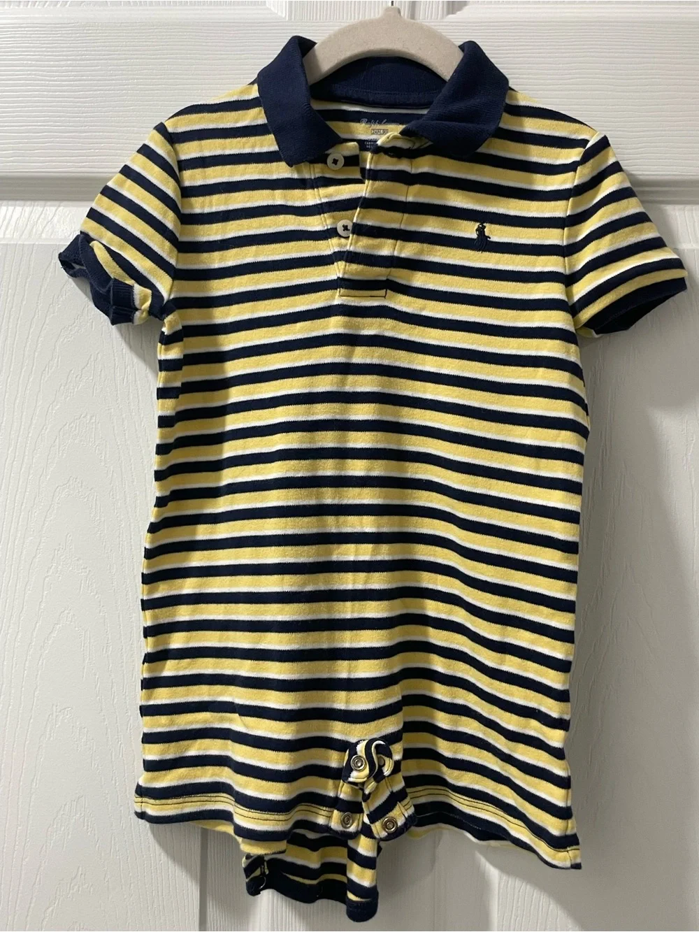 Ralph Lauren Yellow & Navy Striped Polo Romper